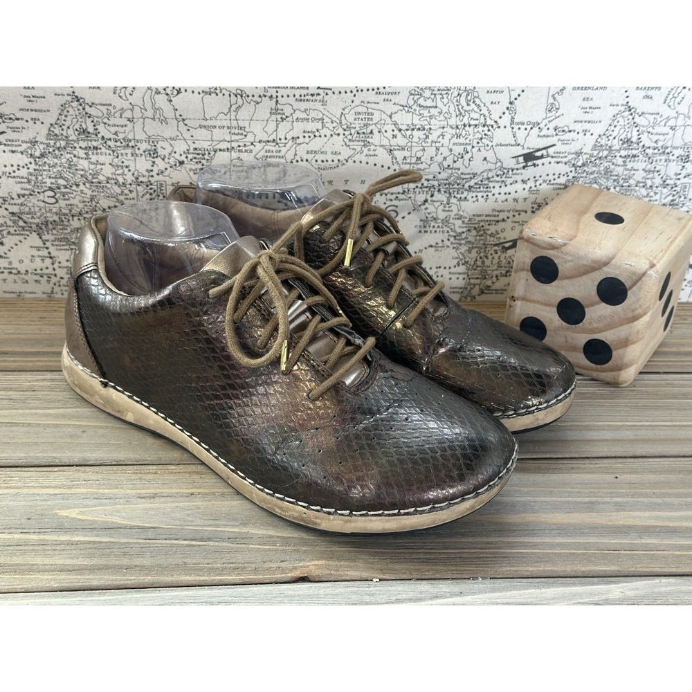 Alegria Essence Reptile Leather Sneakers Womens 8.5 Bronze Gold Good